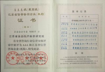 江苏省信誉咨询机构AAA级证书